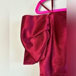 Aidan Mattox NWT  Dark Red Satin Puff Sleeve Off The Shoulder Dress 12 Photo 7