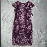 Alex Evenings  Dress Women 8 Plum Purple Floral Lace Sequin Sheath Cocktail Party Photo 1
