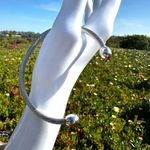 Textured sterling silver silver tone open cuff bracelet Photo 3