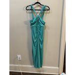Rebecca Vallance Dress Turquoise Riccardo Ruched Cutout Jersey Midi Size 4 Green Photo 1