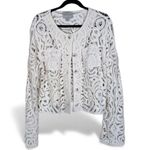 Jason Wu  White Crochet Cardigan Sweater Womens L Open Knit Bell Sleeve Festival Photo 0