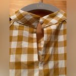 Gingham mock neck halter swing dress. Size large. Gold Photo 6
