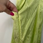 AFRM Radish Dress in Lime Green Snake Jacquard Midi Halter Front Cutout Slip NWT Photo 5