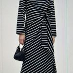 Madewell $118 Pull Over Side-Tie Knit Maxi Dress in Stripe Dark Navy Size XL Photo 0