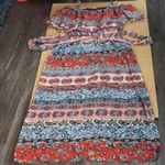 Leslie Fay  Mixed Print Cold Shoulder Maxi Dress 6 Dopamine Bohemian Coconut Girl Photo 6