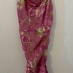 Samsoe Samsoe Pink Kirigami Floral Dapples Ruched Satin Burnout Dress NWT Large Photo 0