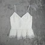 EXPRESS Shirt Womens Small White Babydoll Ruffle Romantic Feminine Neutral Fairy Photo 1