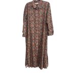 Natural Life Drew Cotton Button Down Rusty Floral Boho Shirt Dress Photo 5