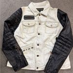 Harley Davidson Harley-Davidson® Women's Leather Sleeve Denim Casual Moto Jacket size XL Photo 2