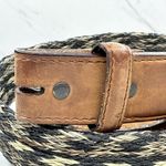 Georgia Boot Distressed Woven Genuine Leather No Buckle Belt Strap Size 36 Photo 1