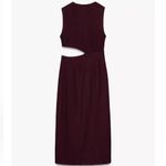 ZARA  NWT burgundy cutout side gold accent midi dress Photo 8