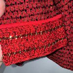 Misook  Cardigan Womens XL Petite Red Sweater Open Jacket Holiday Gold Tweed‎ Photo 5