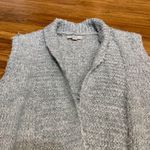 Loft Cardigan Womens Medium Gray Sleeveless Long Sweater Vest Chunky Knit Pocket Photo 1