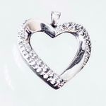 Sterling Silver Brilliant Heart Pendant w/ Genuine Pavé Set Diamond Chips Photo 1