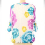 Calvin Klein  Blue Purple Yellow Watercolor Tie Dye Long Sleeve Blouse Size Large Photo 1