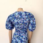 ASOS [] Blue Floral Print Puff Sleeve V-Neck O-Ring Fit & Flare Mini Dress Sz 12 Photo 5