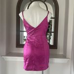 AQUA Bloomingdale’s  Drape Front Satin Mini Dress in Fuchsia, Size S New w/Tag Photo 3