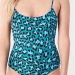 Diane Von Furstenberg DVF x Onia Teal Leopard One- Piece Swimsuit S Photo 0
