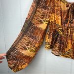 Live 4 Truth Orange Brown Mixed Pattern Peasant Top Balloon Sleeves Peplum Waist Photo 2