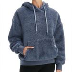 UGG  Loyra Sherpa Hoodie Small Cyclone Blue Plush Fleece Sweatshirt Pullover Photo 0
