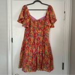 Marissa Olivia Red Floral Ruffle Sleeve Smocked Mini Dress L Size L Photo 2