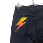 MOTHER The Looker Ankle Fray Jeans Gold Bolt Women’s Size 24 Cropped Skinny Black Photo 5