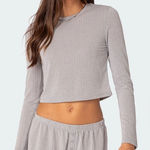 Edikted  Homey Pointelle Long Sleeve T Shirt Photo 0