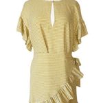 Tularosa Jenny Mini Dress Marigold Plaid Wrap Ruffles Cotton Yellow Medium EUC Photo 8