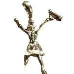 Gold Tone Cheerleader Pendant Charm 1" tall Holding Megaphone Photo 2