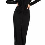Good American  Good Touch Ruched Midi Dress in Black, Size 1 New w/Tag Photo 3