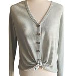 Sky And Sparrow TILLYS--WAFFLE KNIT TOP-SIZE SMALL Green waffle knit top, long sleeves, button front, ties at waist, oversized, excellent condition, size small Measurements: Bust: armpit to armpit 24-27 inches Length: shoulder seam to bottom Front: 20 inches Back: 23 inches Photo 0
