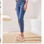 TRIBAL Plus Audrey Mid Rise Embroidered Hem Ankle Jeans Size 16 Embellished Wmns Blue Photo 2