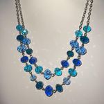 Cobalt & Sky Blue Crystals Double Strand Layer Beaded Women’s Necklace Photo 2