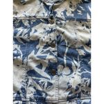 Chico's Floral Bleach Holland Denim Jacket Sz 3 Blue Button Up Mandarin Collar Photo 12