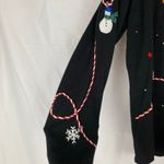VTG Studio Joy Womens L Christmas Holiday Embroidered Sweater Santa Claus Winter Black Size L Photo 7