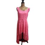 Pink Womens High Low Dress Elegant Lace‎ Overlay Romantic Feminine Size L Photo 1