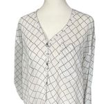 CAbi Sheer White & Black Diamond Criss Cross Pattern Button Down Shirt Blouse XS Photo 4