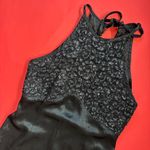 Vintage 90s Solid Black Satin & Lace Open Back Cocktail Dress Size 8 Photo 1