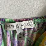 Jamie & Layla Tropical Floral Print Sleeveless Dress M Green Orange Purple Size M Photo 3