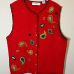 Vintage Marisa Christina Women’s Wool Sweater Vest Red Paisley XL Photo 0