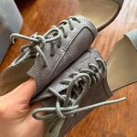 ⭐️ Gray Lace Up Open Toe Wedge Sandal Heels Size 6 Photo 4