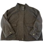 Banana Republic women's Melton Pocket Short Jacket Dark Charcoal M Petite Photo 3