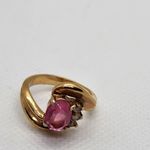 Vintage 14KT GE Gold & Pink Austrian Crystal Ring (4.75) Pink Photo 3