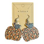 Leopard Print‎ Pumpkin Earrings Fall Halloween Dangle Earrings New Orange Photo 0