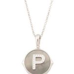 Kendra Scott Silver Disc Letter Mother of Pearl Pendant P Adjustable Necklace Photo 1
