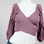 Miou Muse Boho Wrap Criop Top Blouse Woman's Purple Size 4 Photo 6