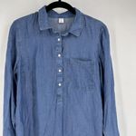 Old Navy Chambray Shirt Dress Button Down Medium Lyocell Medium Wash Blue Photo 4