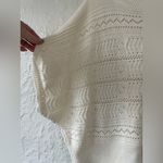 Frye  100% cotton cream open knit short sleeve, pullover, crew neck sweater; M Photo 1