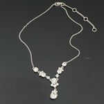 Givenchy Signed Silver-tone Clear Rhinestones Crystal Y-Necklace 16g Photo 4