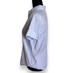 Liz Claiborne  Womens‎ Blouse Size M Light Blue Pinstripe Swiss Dot Short Sleeve Photo 5